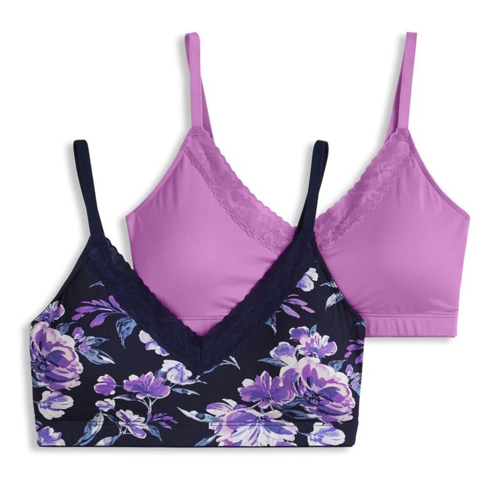 Jockey Women's Bra Sz L Wirefree Micro Lace Bralette Multi-colored